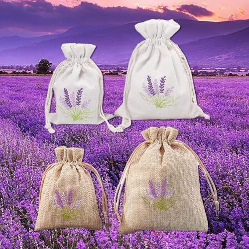 Pack Of 10 Cotton Linen Drawstring Bags for Lavender Storage