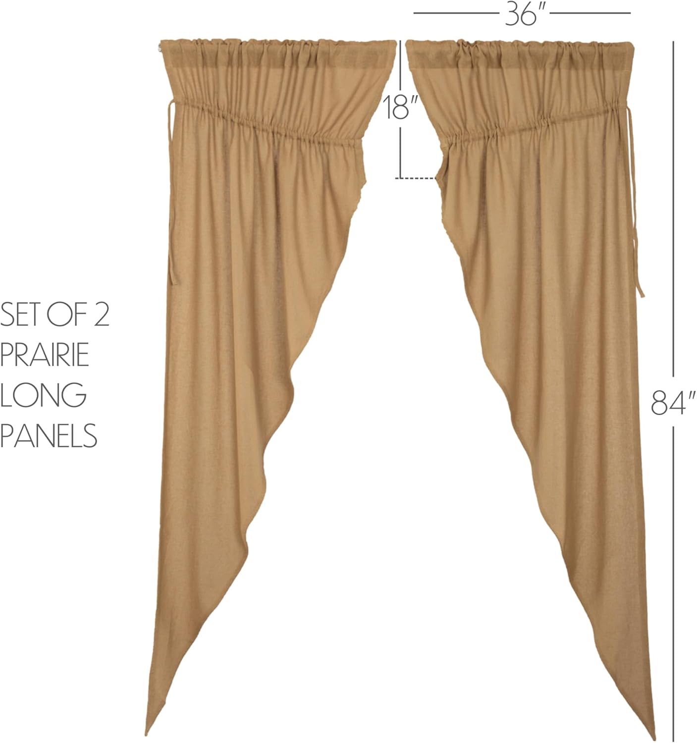 VHC Brands Prairie Panel Pair Tan Rod Ties Window Curtains