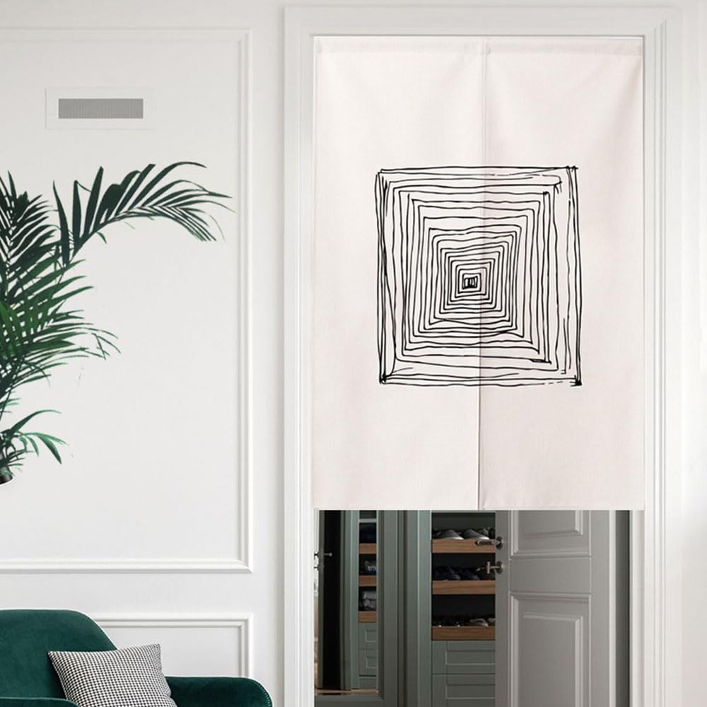 Chickwin Japanese Door Curtain Minimalist Black White Panel
