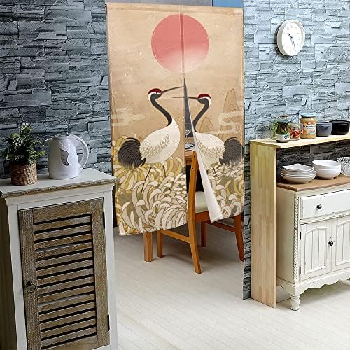 Leowefowa Red-Crowned Crane Noren Curtain 335x59