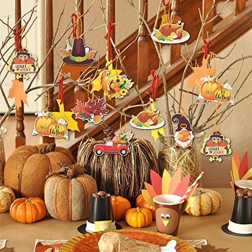 24 Pcs Wood Fall Thanksgiving Hanging Ornaments