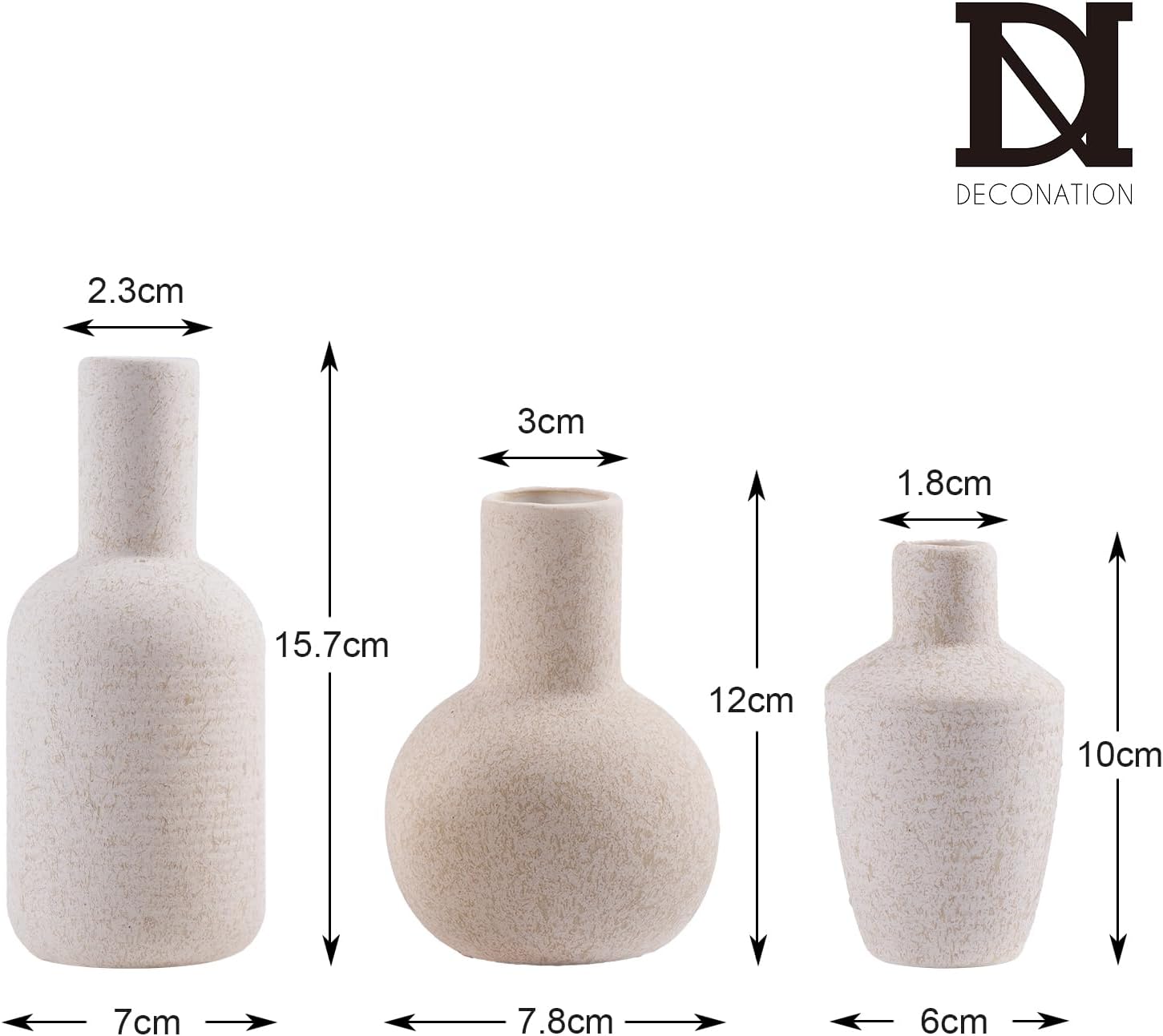 DN DECONATION Ceramic Vase Set of 3 Home Decor