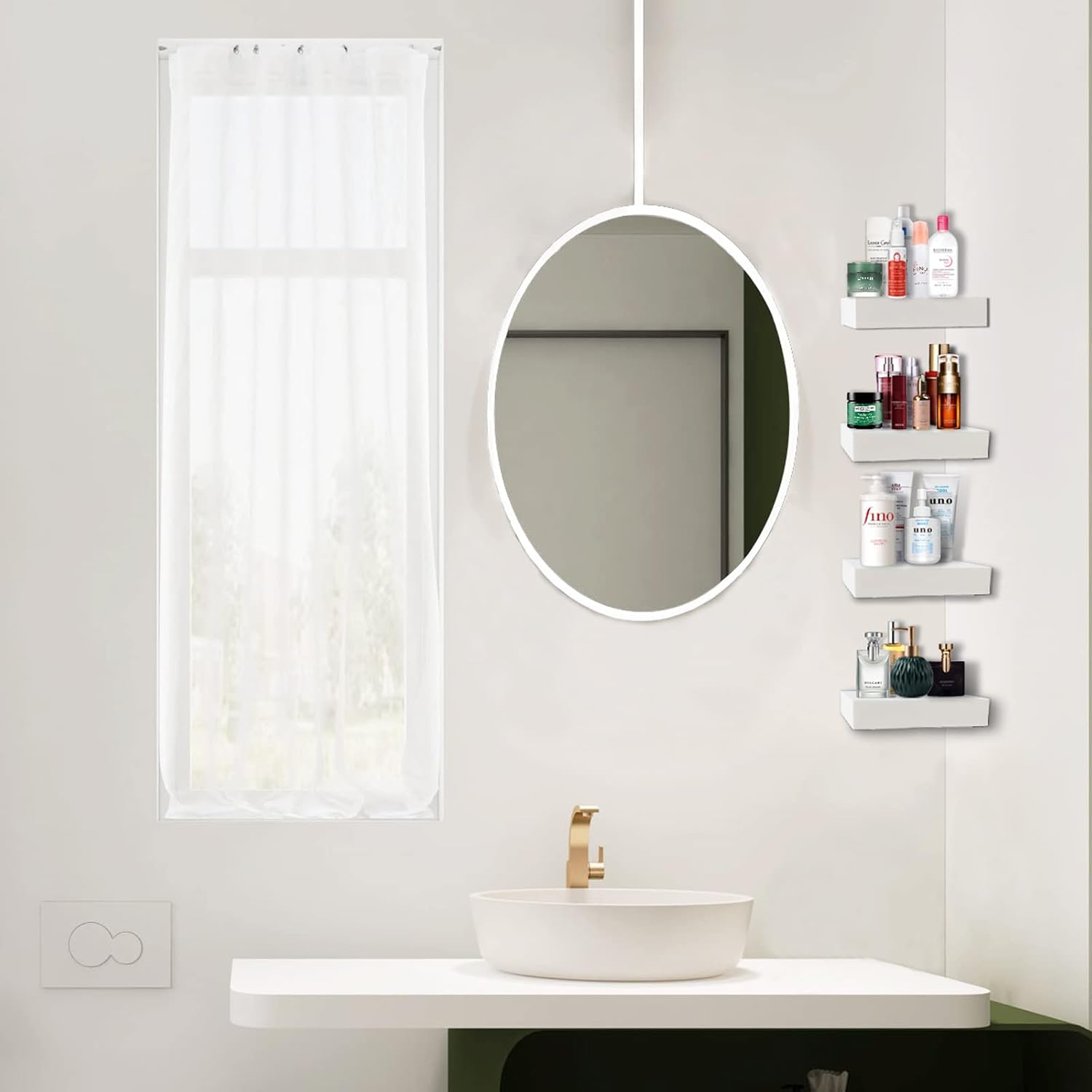 Set of 4 Floating Wall Shelves for Living Room Bedroom Bathroom