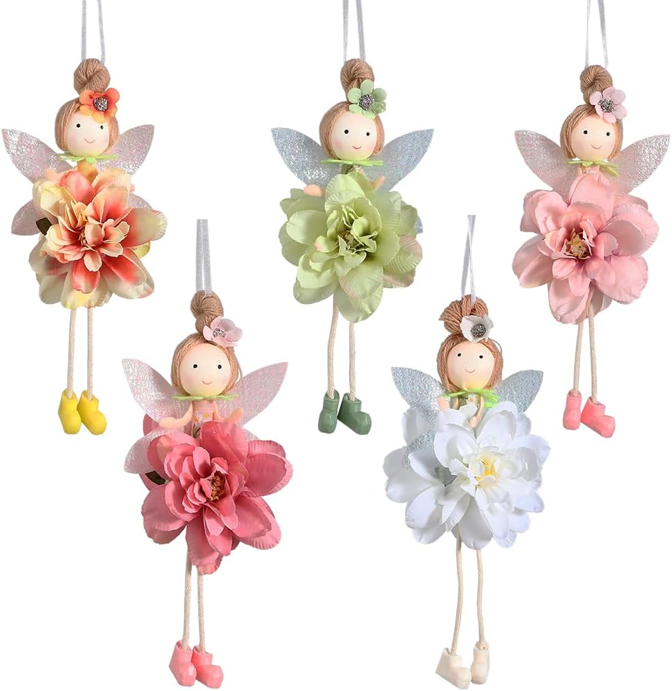 GIHOO Spring Flower Angel Doll Hanging Ornament 5pcs 78inch