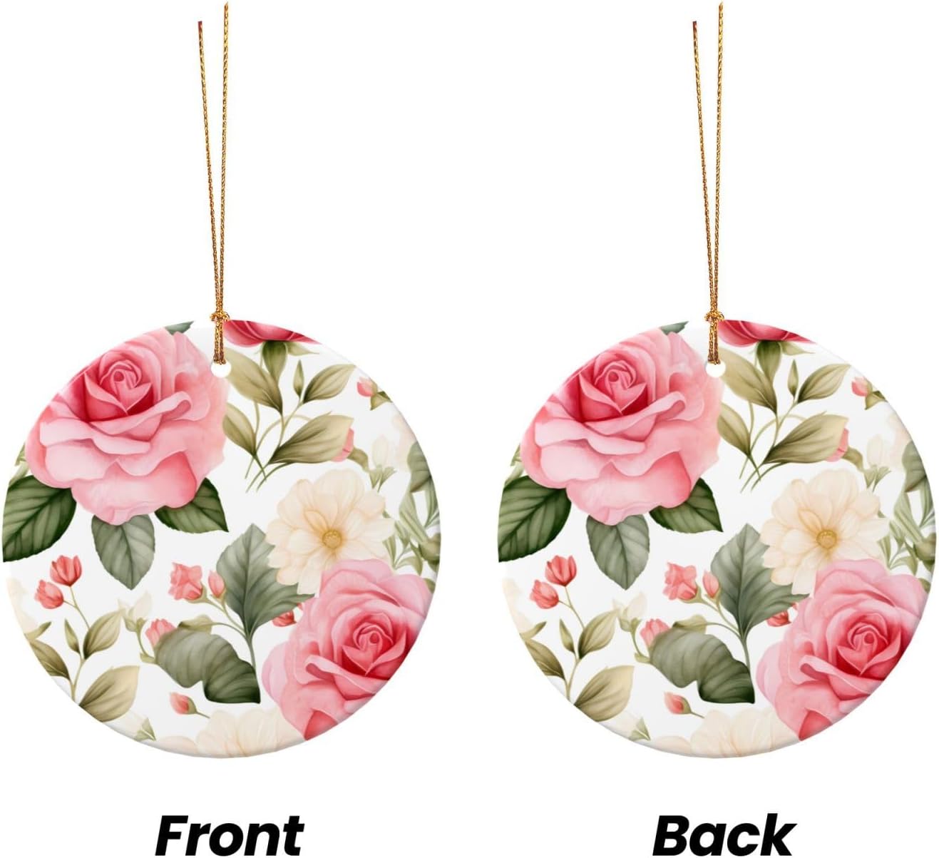 Christmas Ornaments Rose Flower Ceramic Pendant Hanging Decor