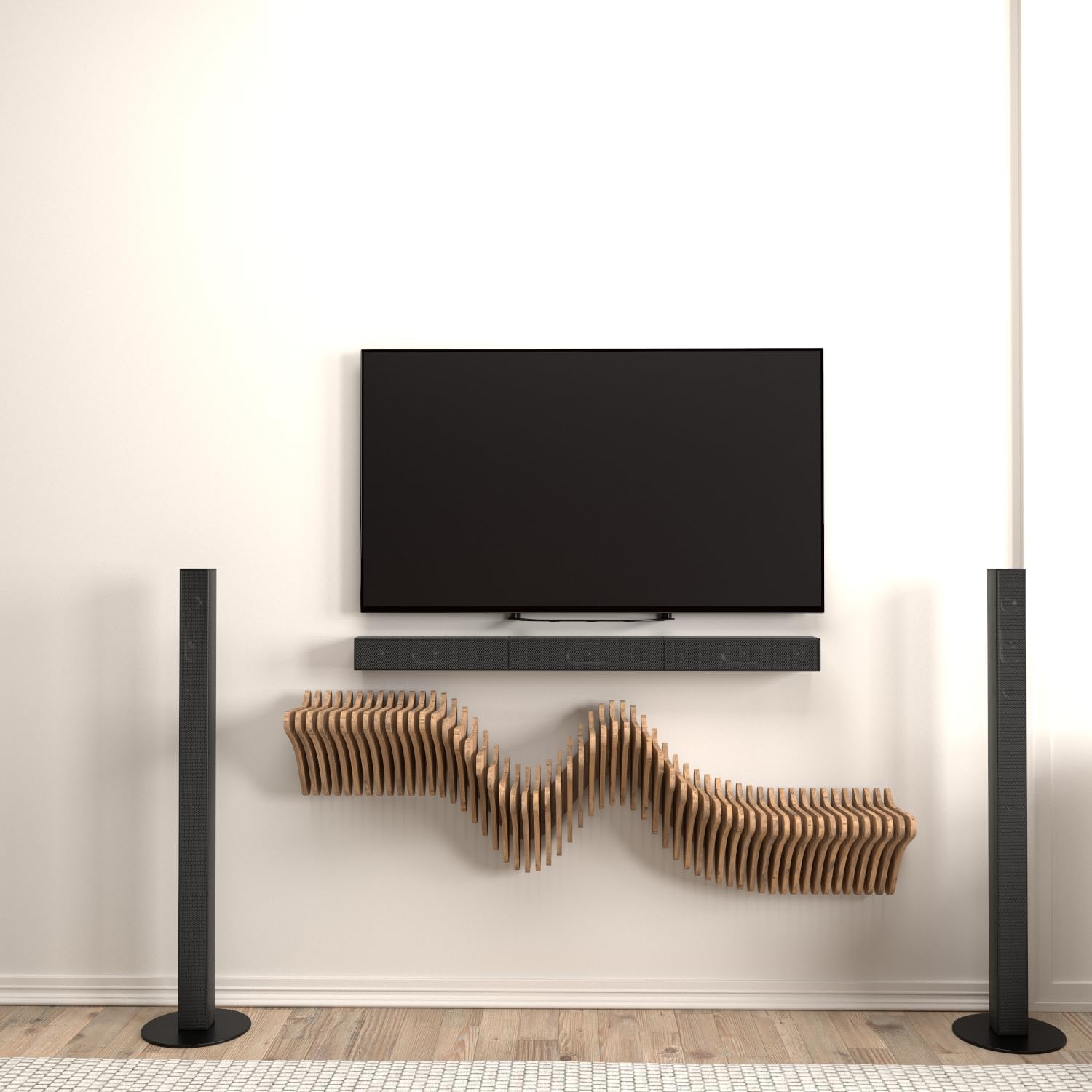 Batamex 40 Inch Wavy Floating Shelf TV Unit
