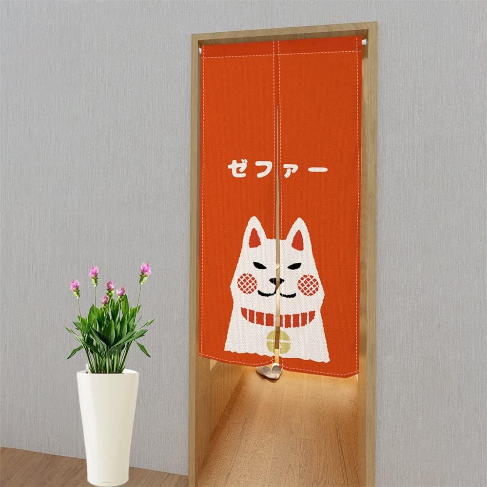 Leowefowa Japanese Noren Curtain Panel Red
