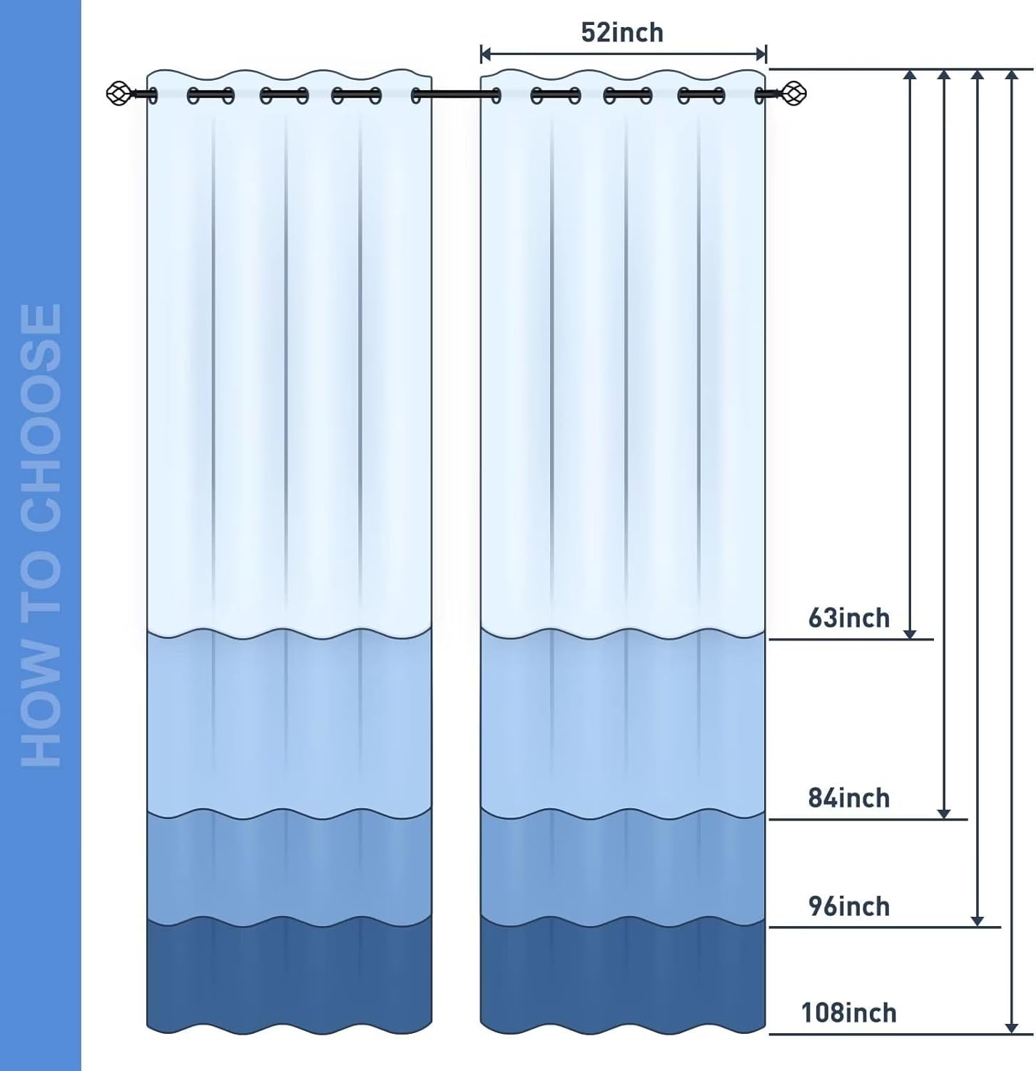 Jekeno Great Wave Blackout Curtains 2 Panels Set