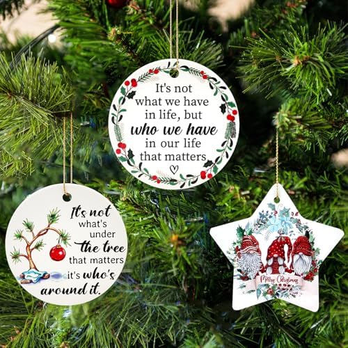 Deceram Mini Ceramic Christmas Ornaments for Friends Family