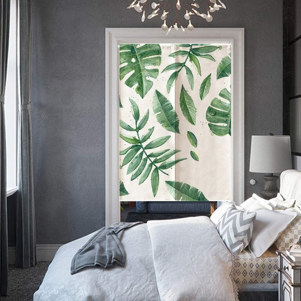 Sunicon Japanese Noren Curtain Green Leaves Print 335 x 472in