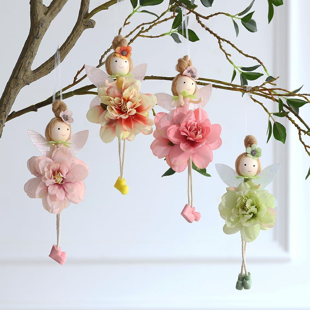 GIHOO Spring Flower Angel Doll Hanging Ornament 5pcs 78inch