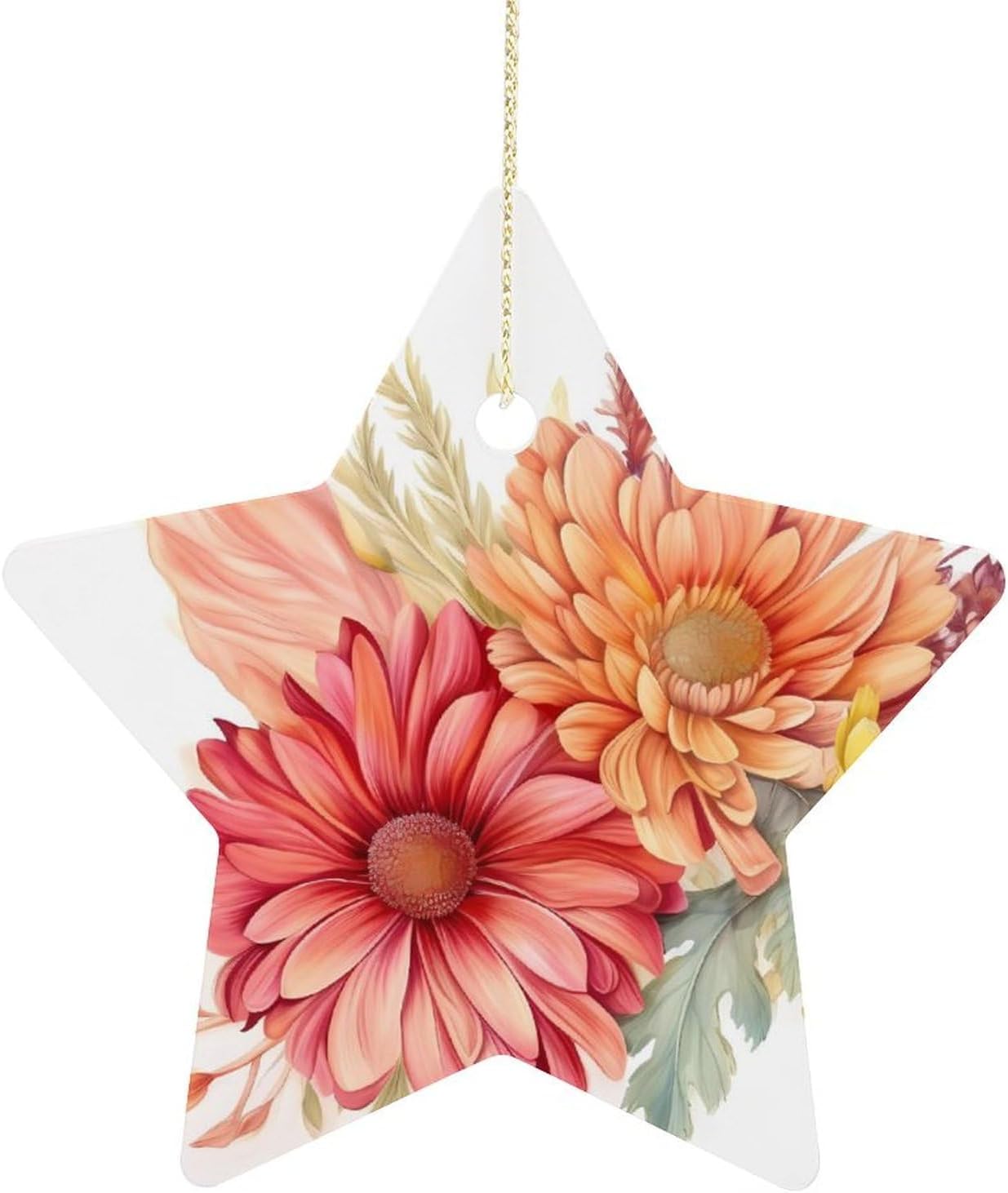 Christmas Flower Star Ceramic Hanging Ornament