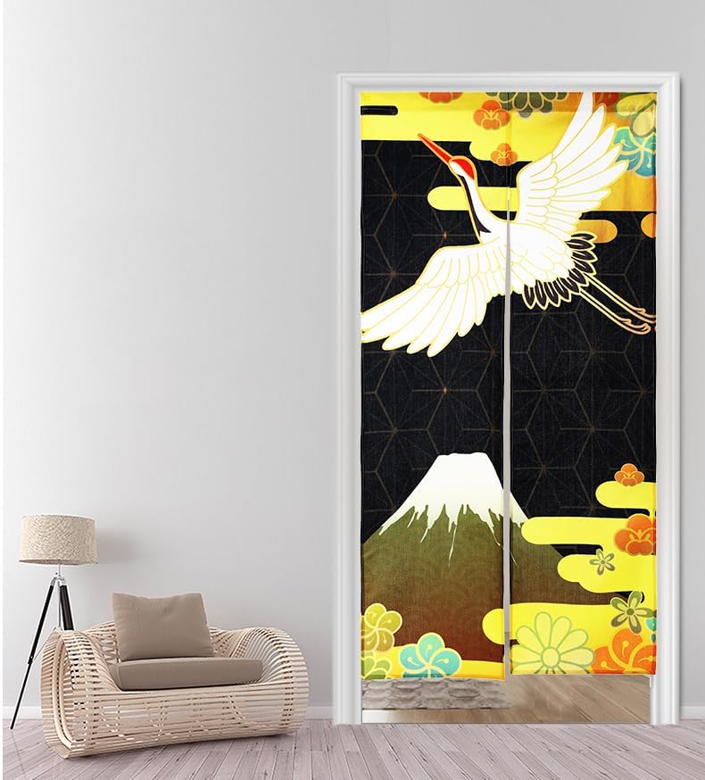 Noren Japanese Crane Pattern Doorway Panel