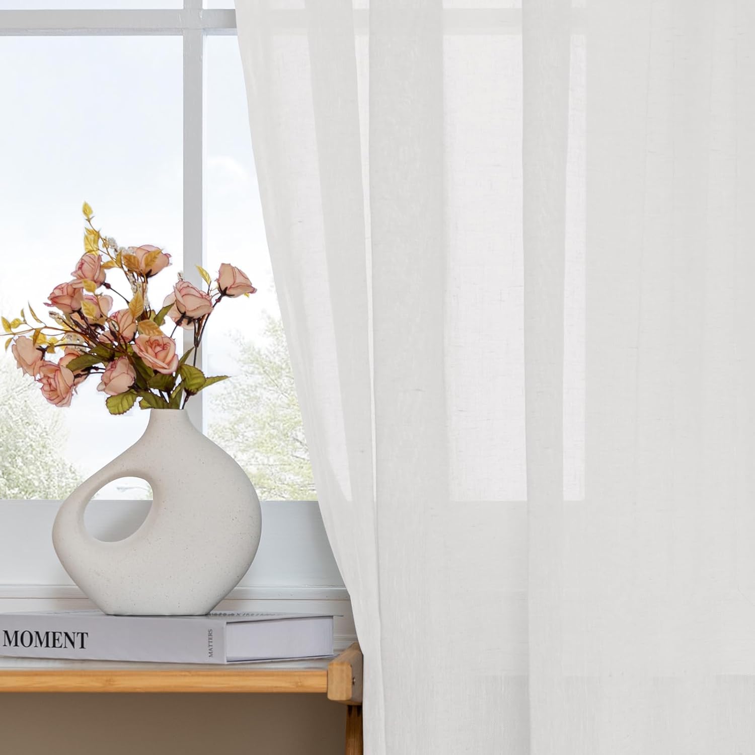 Turquoize White Linen French Door Curtains 52x72 2 Panels