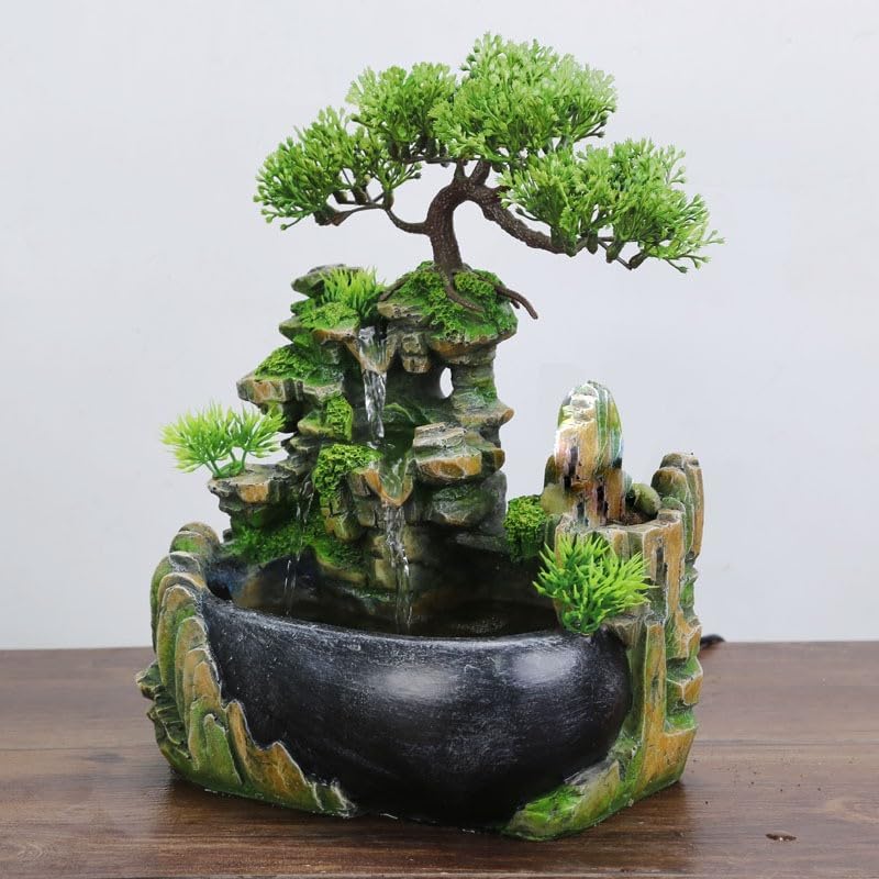BRAVECOW Indoor Relaxation Desktop Fountain with Atomizer and Light