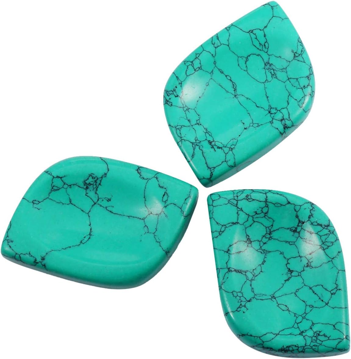 Rockcloud Worry Stone Green Howlite Turquoise Rhombus Shape Pack of 2