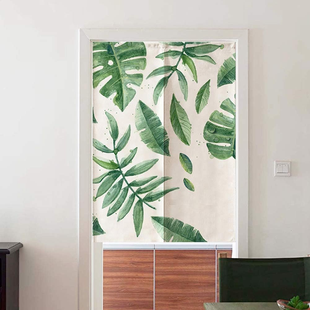 Sunicon Japanese Noren Curtain Green Leaves Print 335 x 472in