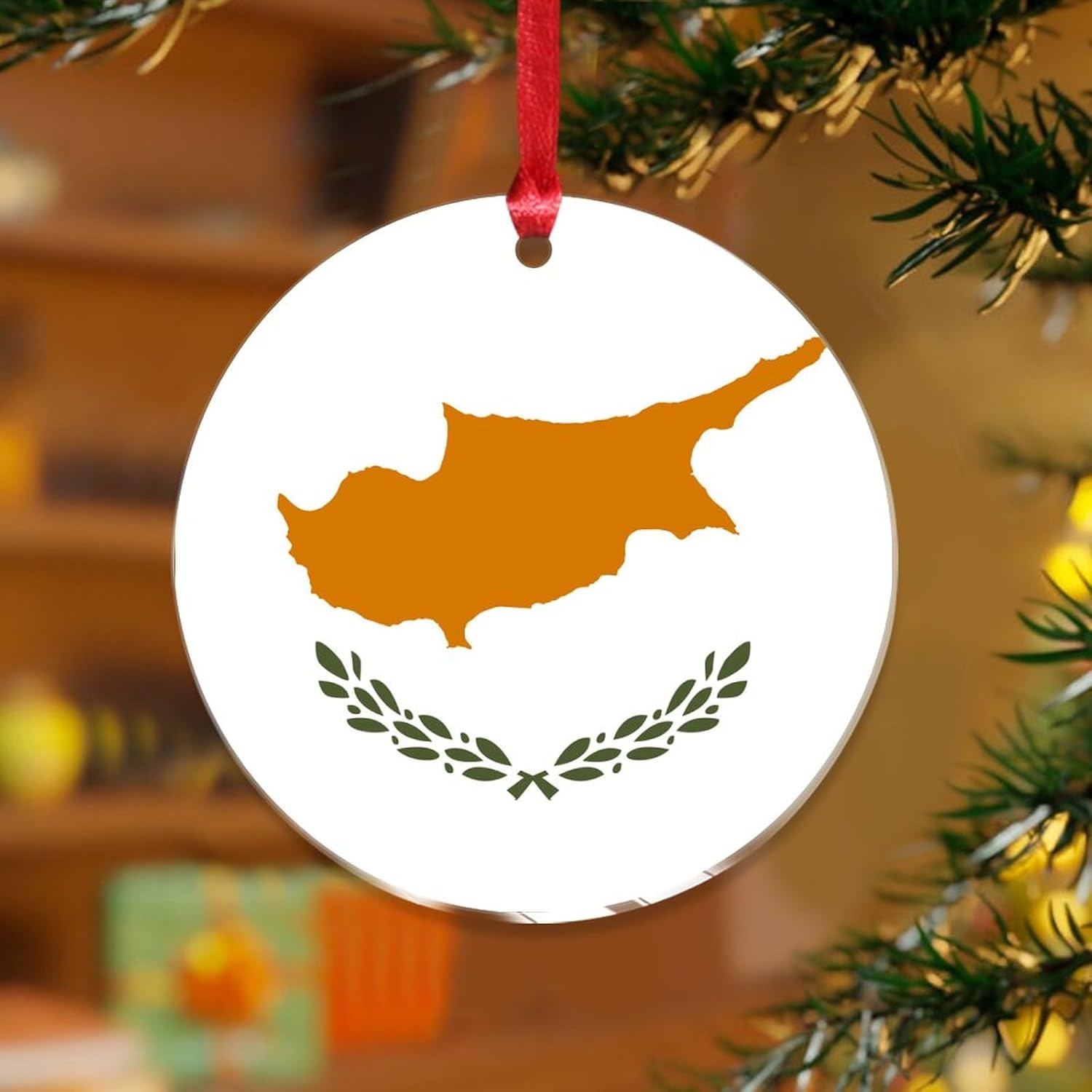 3 Clear Acrylic Christmas Ornaments 2023 Cyprus Flags Decorative Baubles