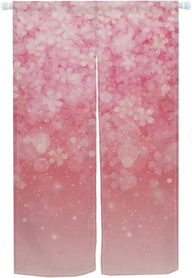 Leowefowa Japanese Noren Curtain Pink Flower Petals Decor