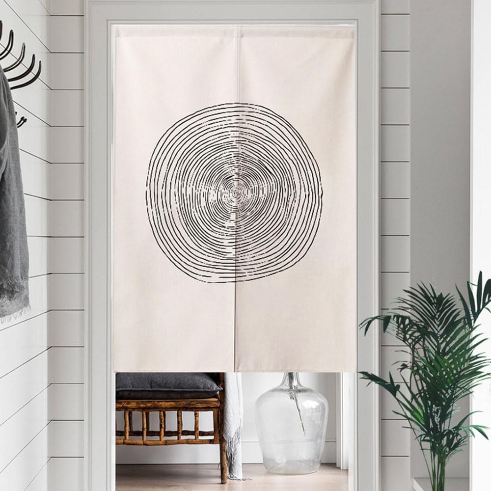 Chickwin Japanese Door Curtain Minimalist Black White Panel