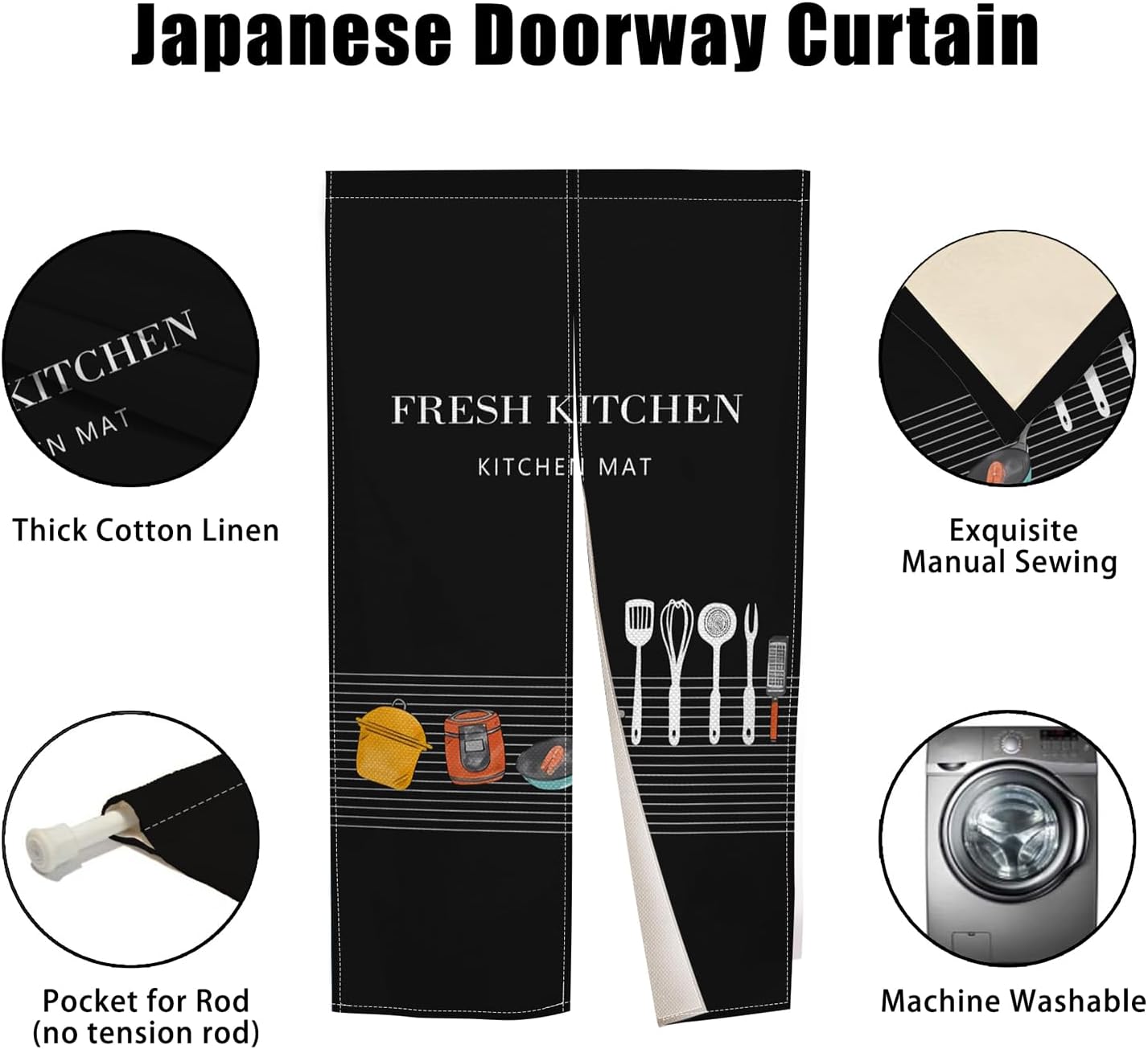 Japanese Doorway Curtain Noren Panel 283x472 Inch
