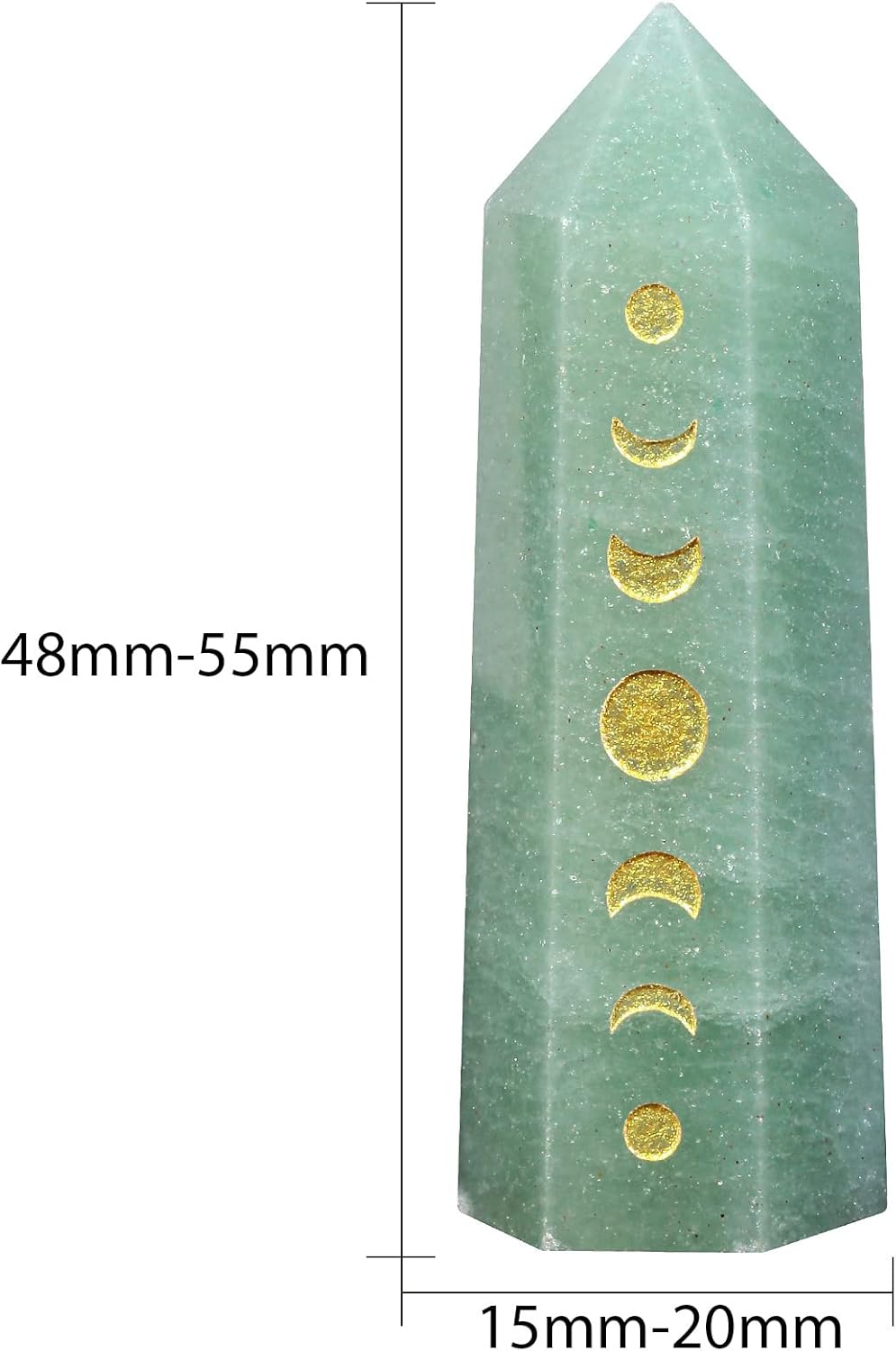 Set of 4 Engraved Moon Phase Crystal Wands for Reiki and Meditation