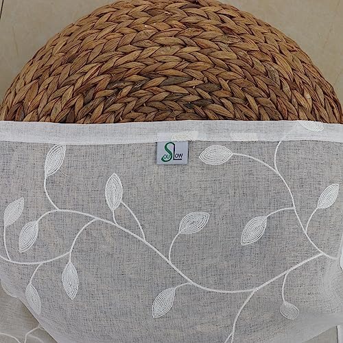 Slow Soul Set of 2 White Leaf Sheer Curtains
