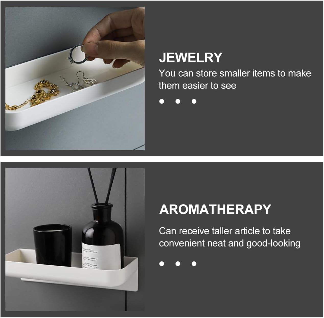 2pcs White Floating Shelves Wall Mounted Organizer Storage