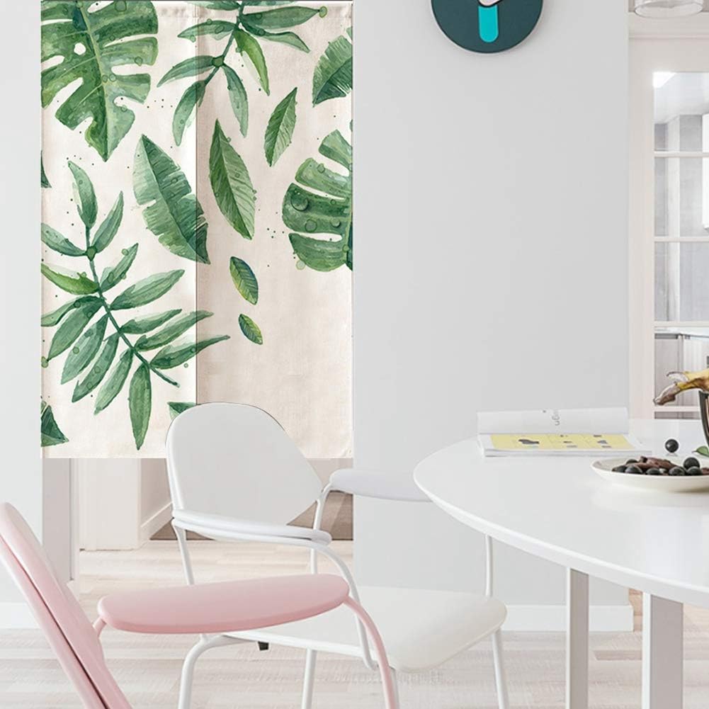 Sunicon Japanese Noren Curtain Green Leaves Print 335 x 472in