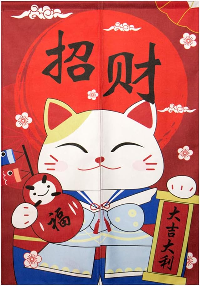 BAIHT HOME Door Curtain with Lucky Cat Design