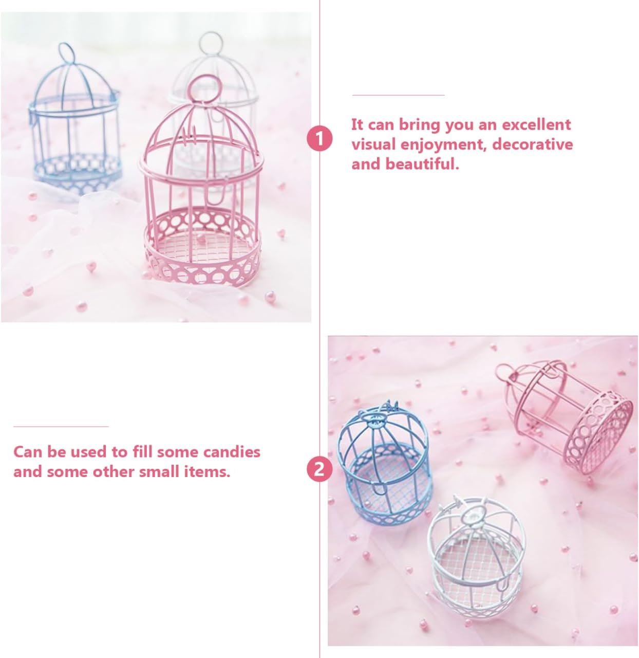 Mini Wrought Iron Birdcage Decor Set 6 Pcs