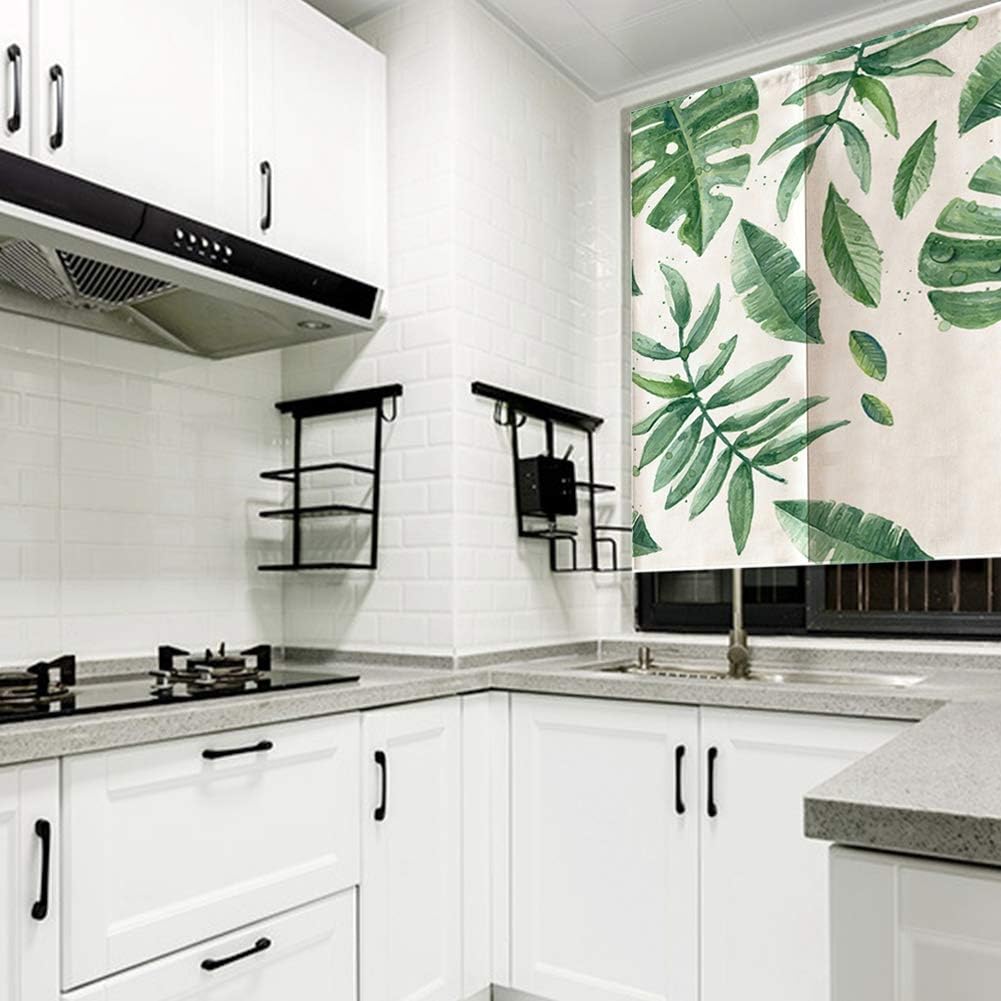 Sunicon Japanese Noren Curtain Green Leaves Print 335 x 472in