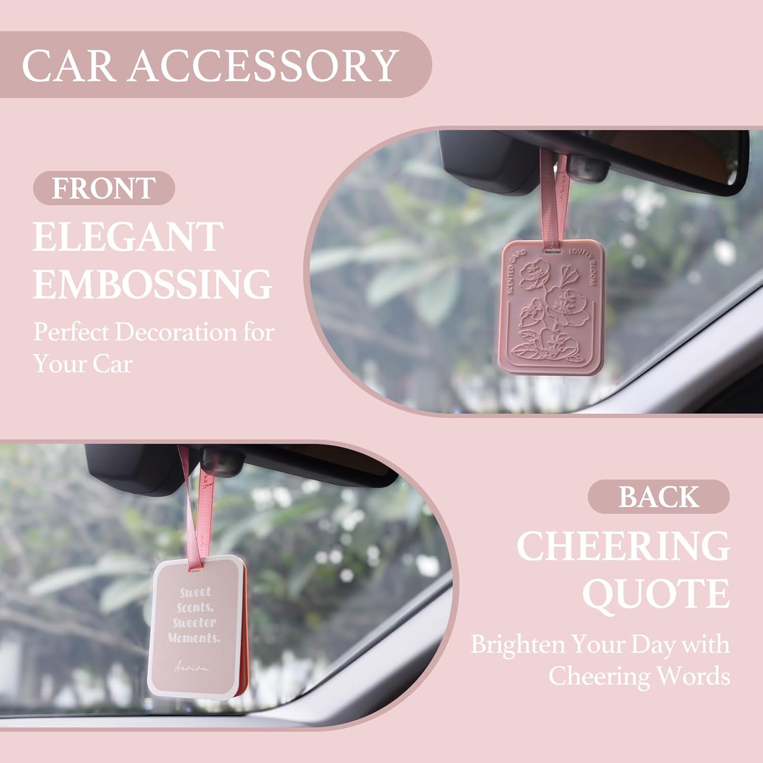 Aeviva 2 Pack Fresh Rose Scented Sachets for Car and Home Use