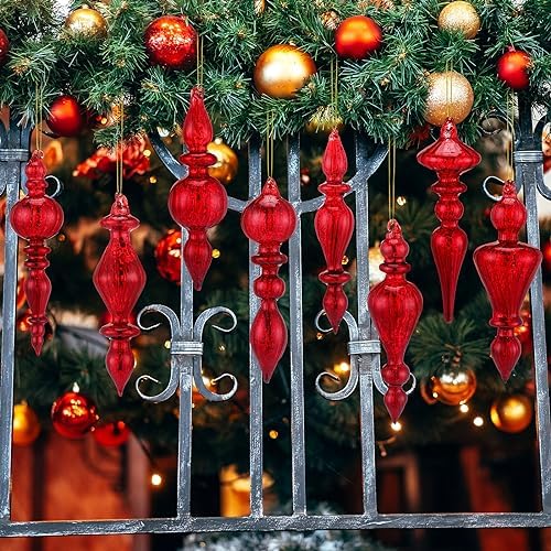 Mifoci 8 Pcs 6 Inch Mercury Glass Finials Christmas Ornaments