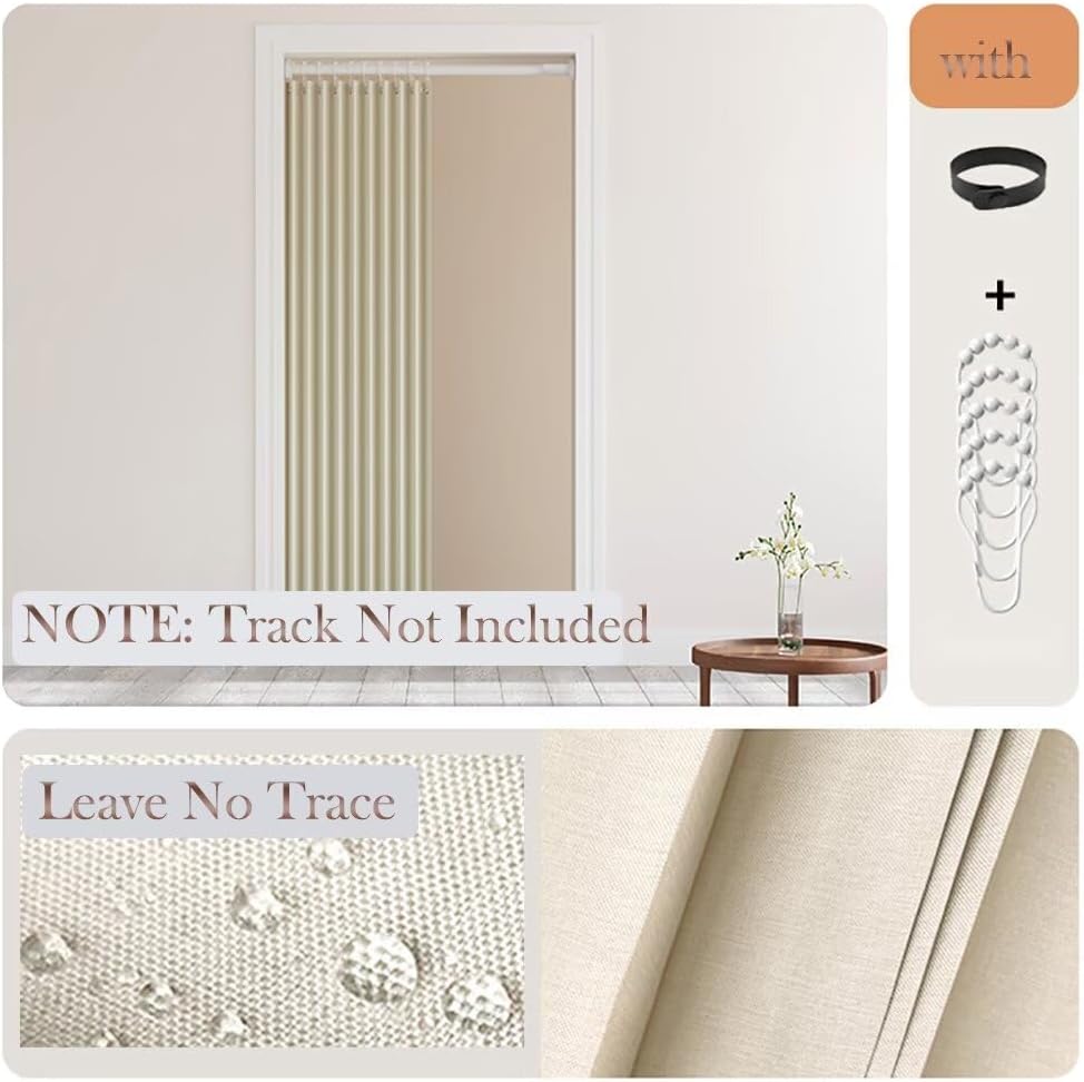 Blackout Door Curtain with Hooks 59x94 Inch Panel