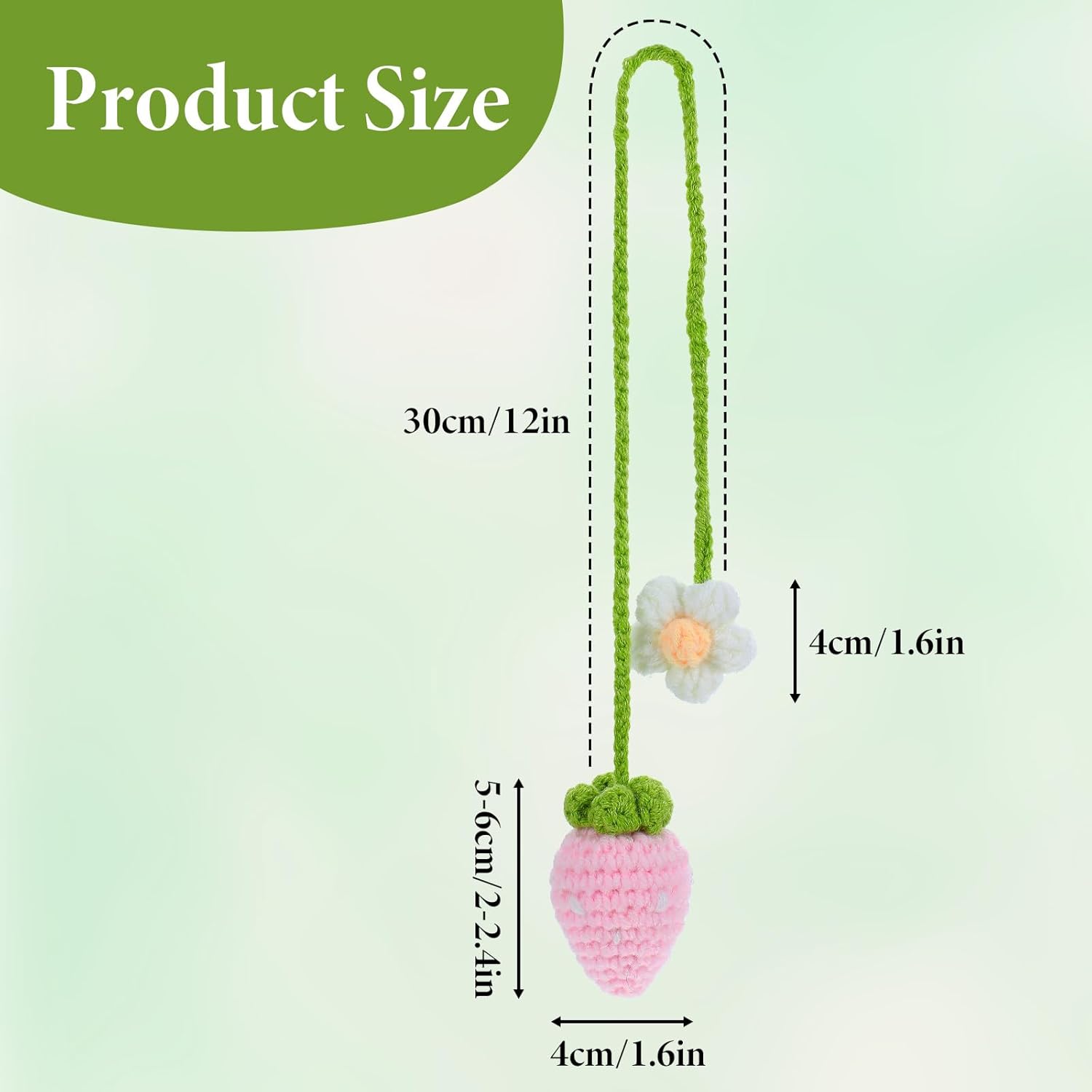 Telooco Crochet Strawberry Car Hanging Ornament Set