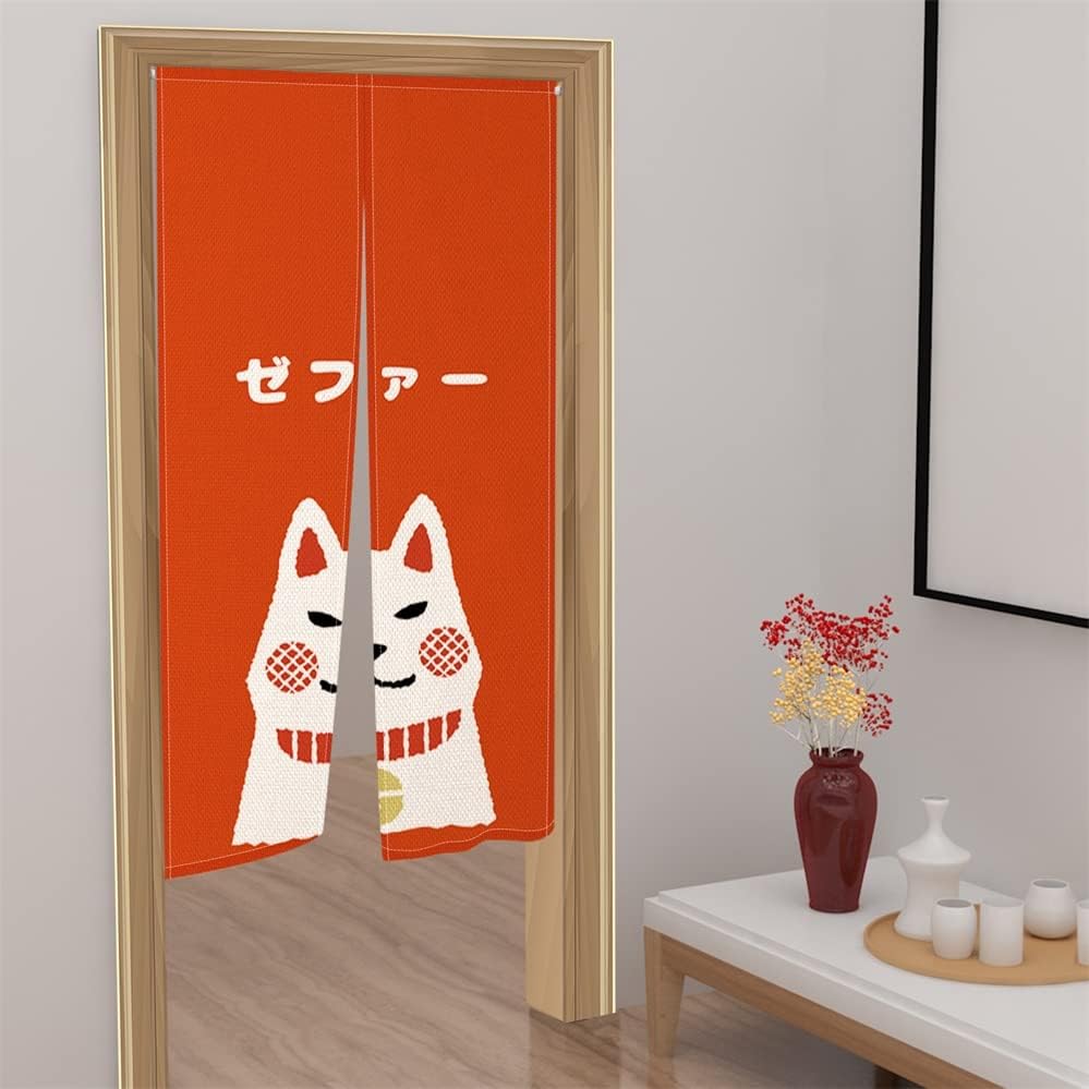 Leowefowa Japanese Noren Curtain Panel Red