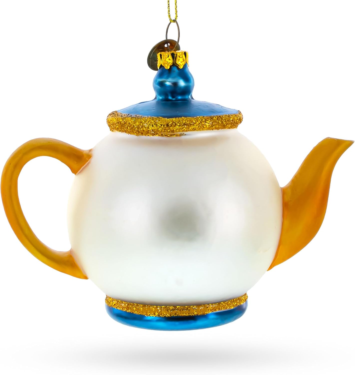 Elegantly Decorated Christmas Teapot Glass Ornament