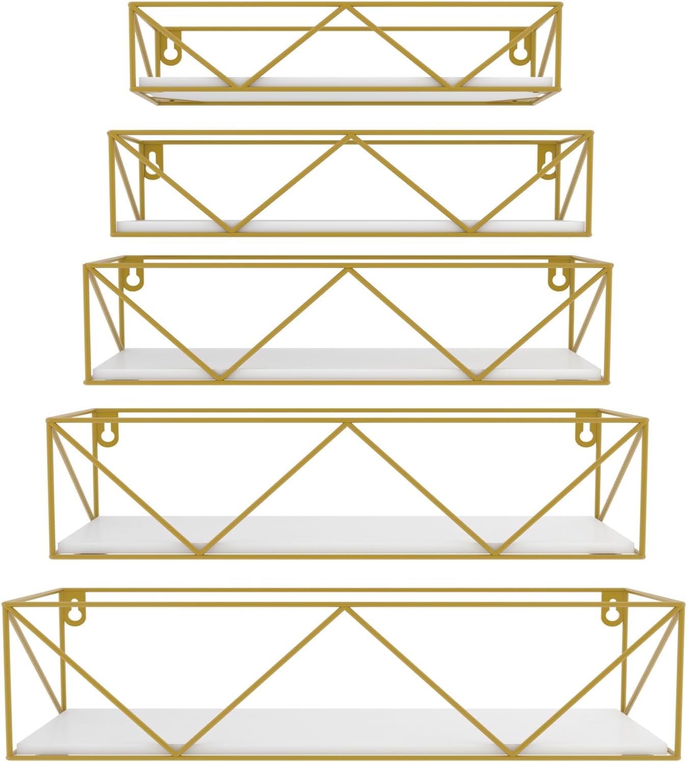 CRUGLA Gold Floating Shelves Wall Mounted Set of 5
