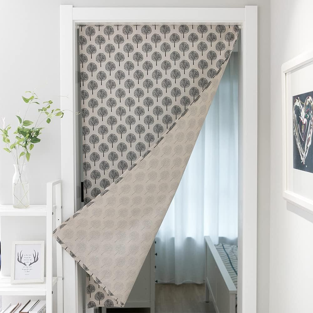 Huamengoo Geometric Door Curtain Panel Beige