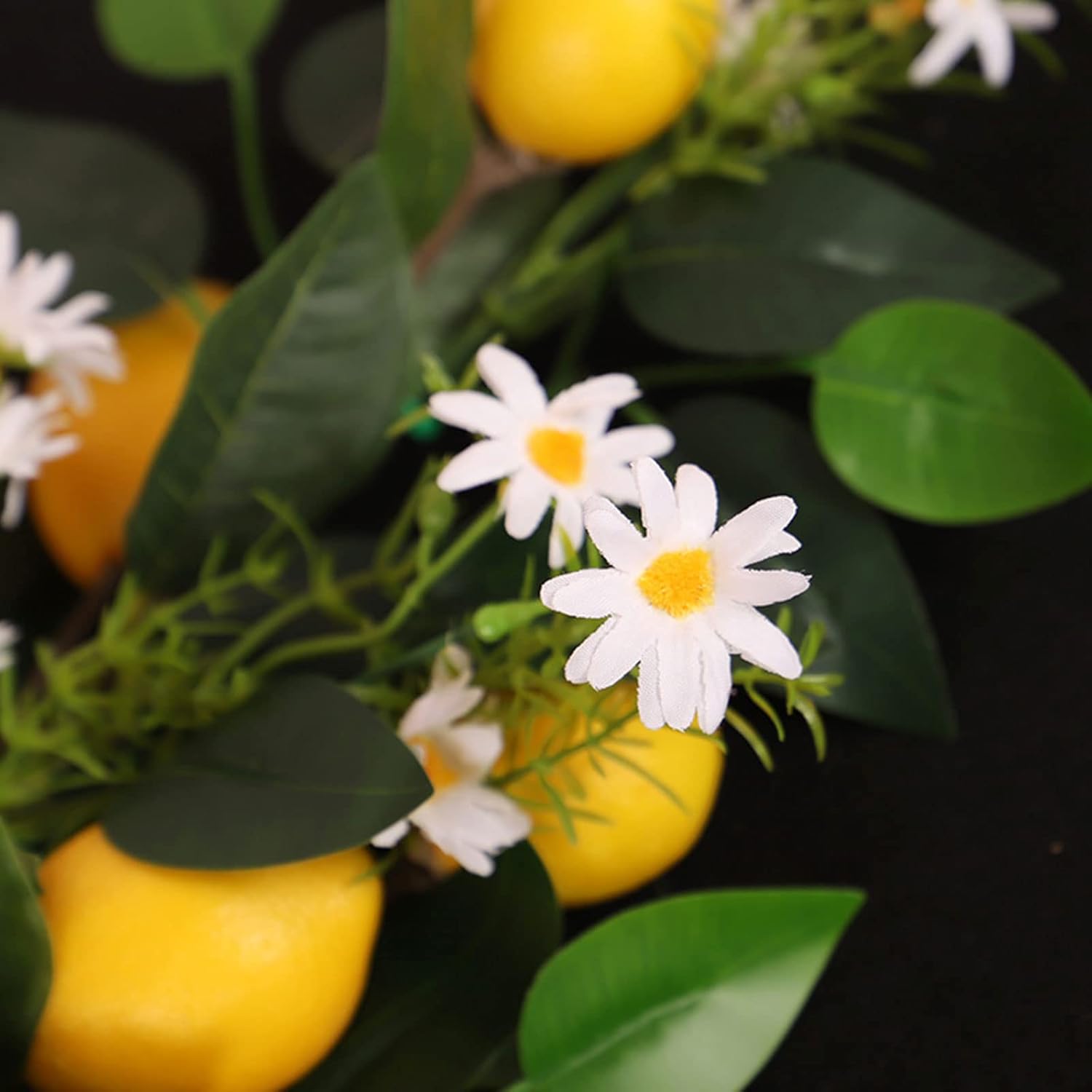 236in Artificial Lemon Daisy Swag with Bow