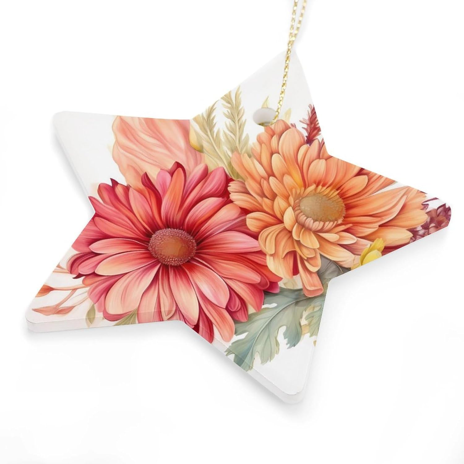 Christmas Flower Star Ceramic Hanging Ornament