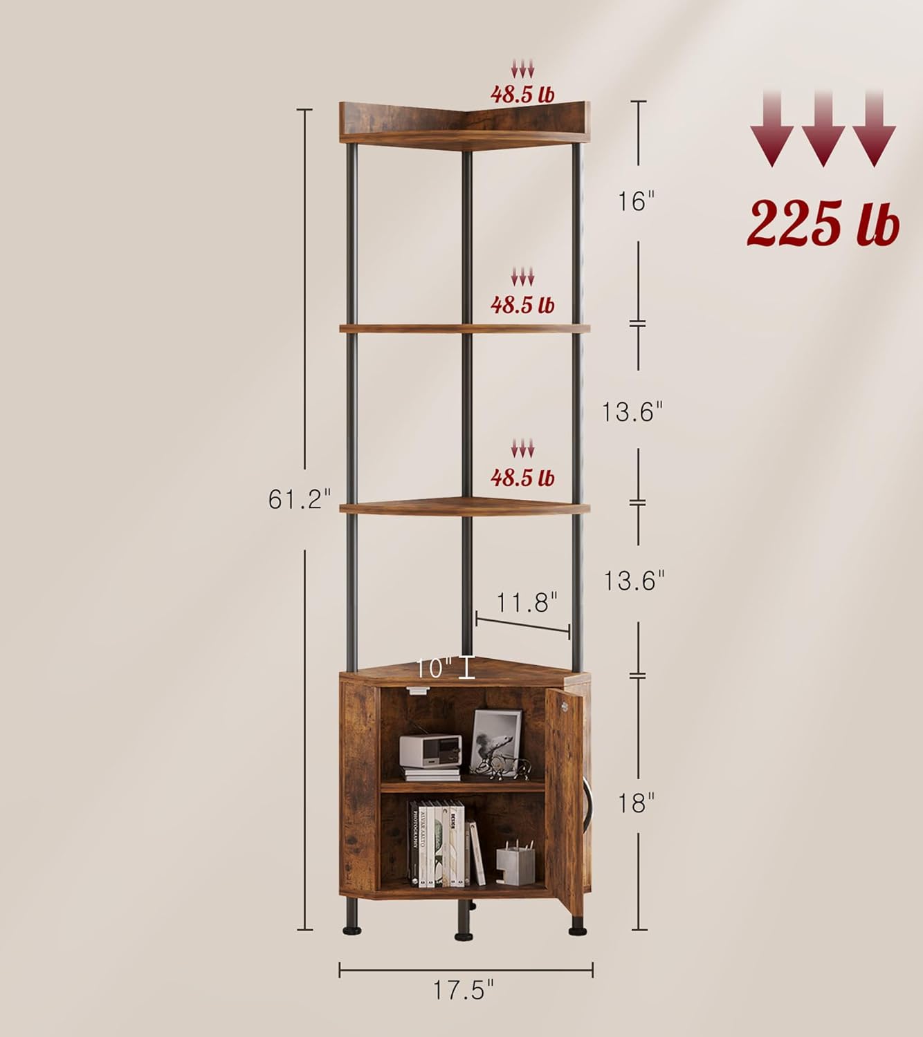 VonDream 5-Tier Corner Cabinet for Small Spaces