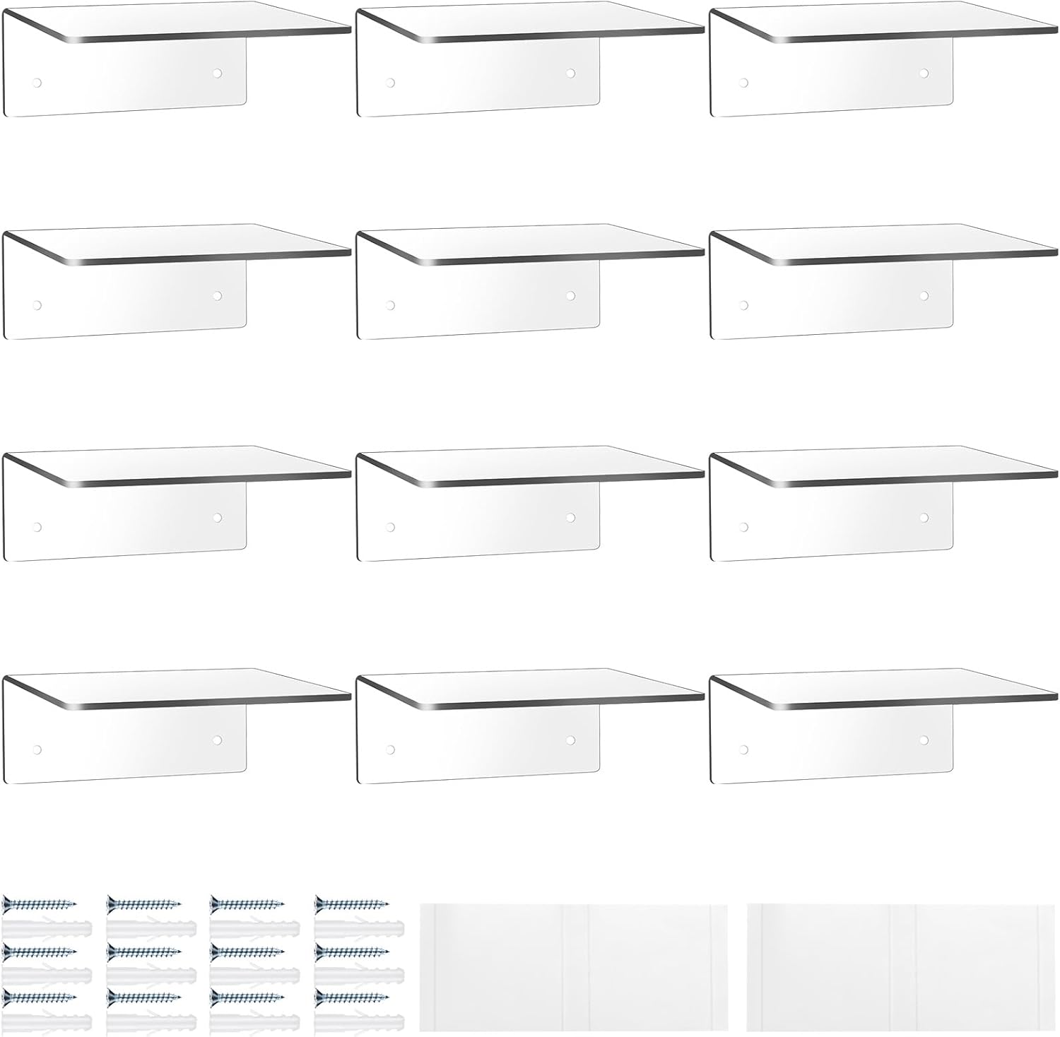 Wenqik Clear Acrylic Floating Shelves 6x6 Inch 12 Pack