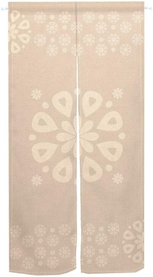 Leowefowa Japanese Noren Curtain Panel Flowers Print Beige 335x709