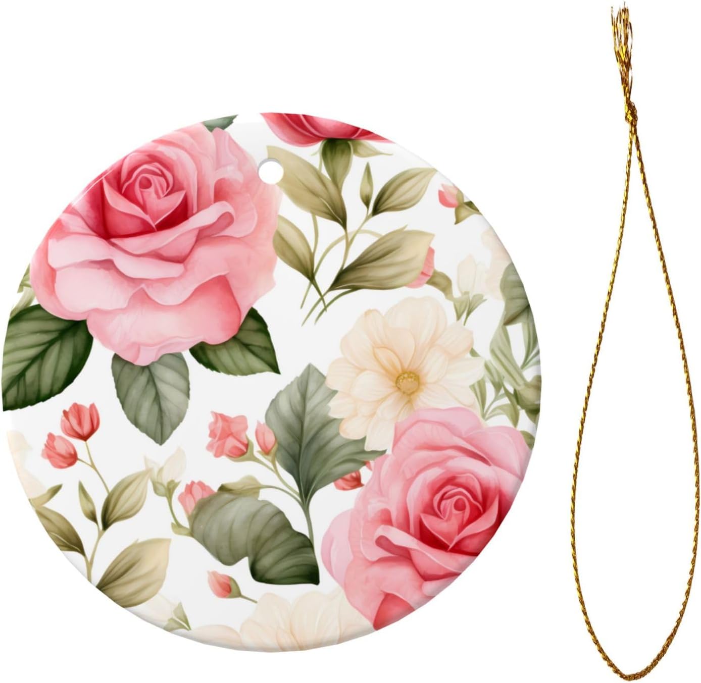 Christmas Ornaments Rose Flower Ceramic Pendant Hanging Decor