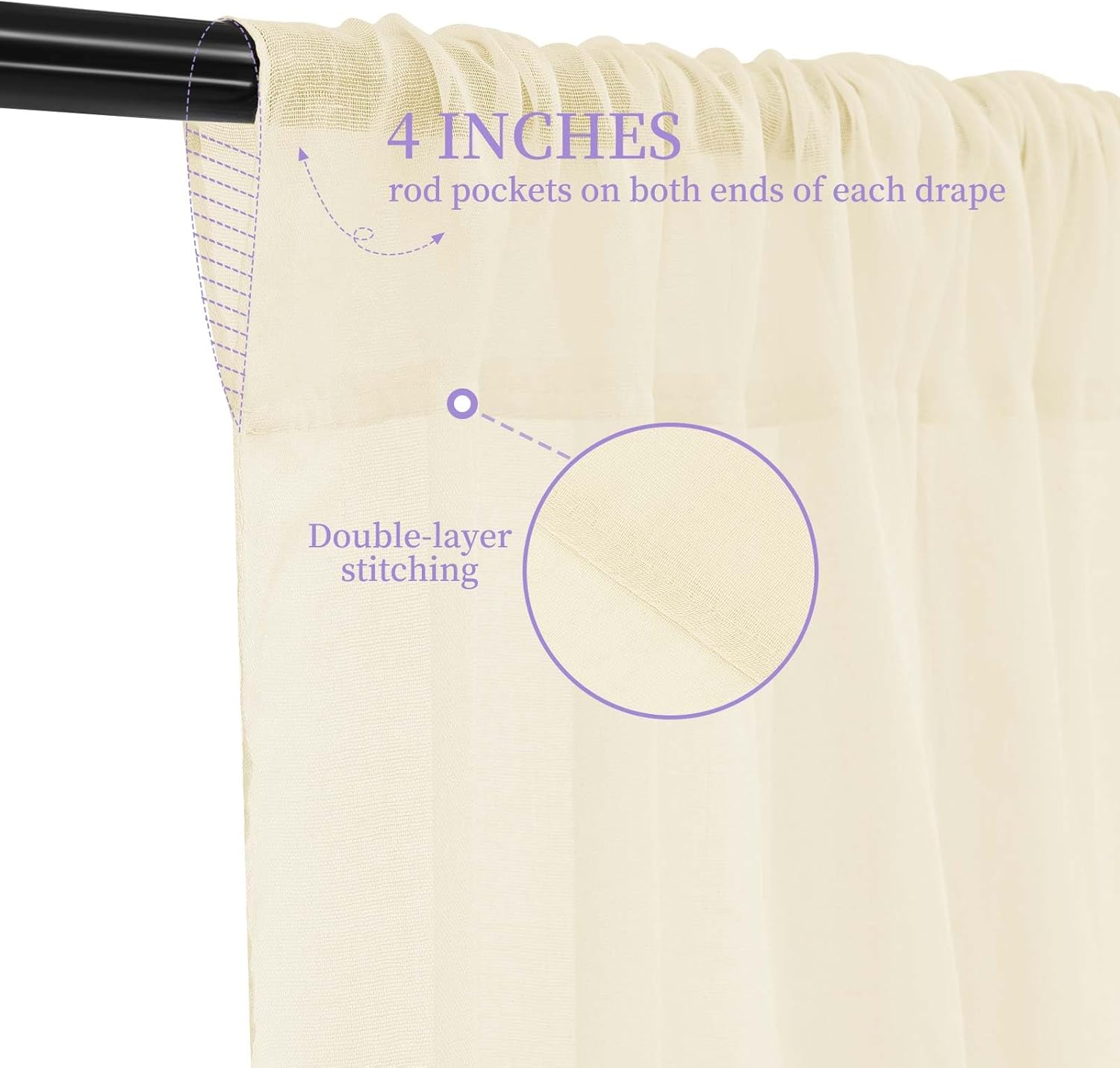 6 Panels Ivory Ceiling Drapes for Wedding