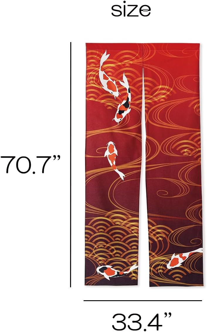 Nextdesign Noren Japanese Style Doorway Curtain with Nishikigoi Carp Print