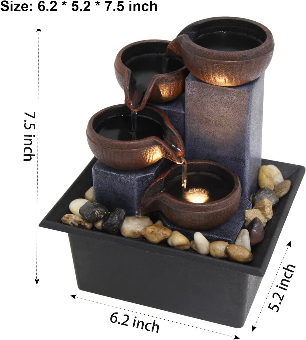 Small Tabletop Waterfall Fountain with LED Light