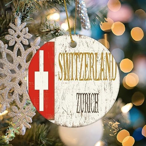 Switzerland Zurich Ceramic Christmas Ornament 3 Inch